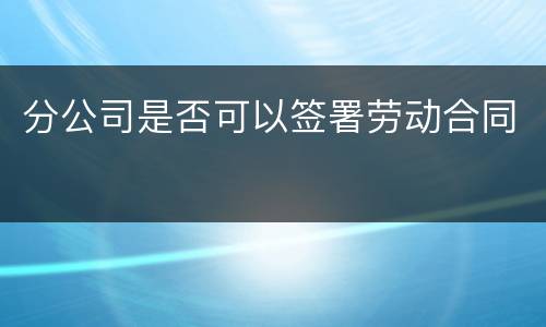分公司是否可以签署劳动合同
