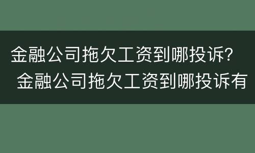 金融公司拖欠工资到哪投诉？ 金融公司拖欠工资到哪投诉有效
