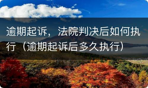 逾期起诉，法院判决后如何执行（逾期起诉后多久执行）