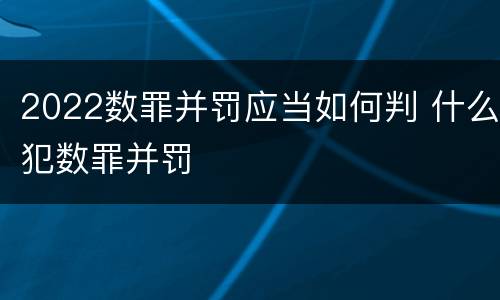 2022数罪并罚应当如何判 什么犯数罪并罚