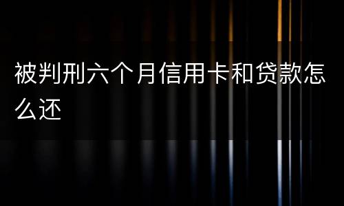 被判刑六个月信用卡和贷款怎么还