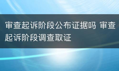 审查起诉阶段公布证据吗 审查起诉阶段调查取证