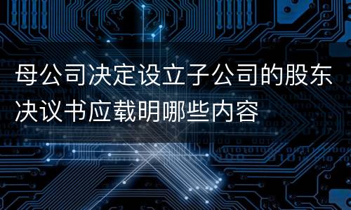 母公司决定设立子公司的股东决议书应载明哪些内容