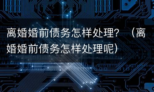 离婚婚前债务怎样处理？（离婚婚前债务怎样处理呢）