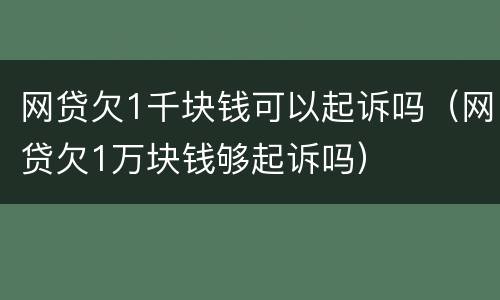 网贷欠1千块钱可以起诉吗（网贷欠1万块钱够起诉吗）
