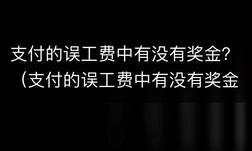 支付的误工费中有没有奖金？（支付的误工费中有没有奖金呢）