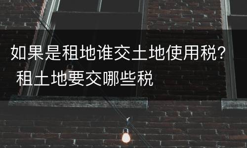 如果是租地谁交土地使用税？ 租土地要交哪些税