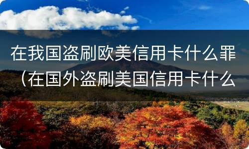 在我国盗刷欧美信用卡什么罪（在国外盗刷美国信用卡什么罪）