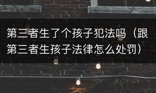 第三者生了个孩子犯法吗（跟第三者生孩子法律怎么处罚）