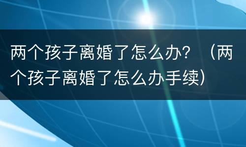 两个孩子离婚了怎么办？（两个孩子离婚了怎么办手续）