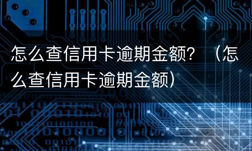 怎么查信用卡逾期金额？（怎么查信用卡逾期金额）