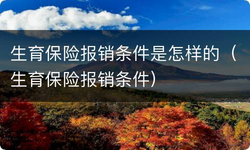 生育保险报销条件是怎样的（生育保险报销条件）