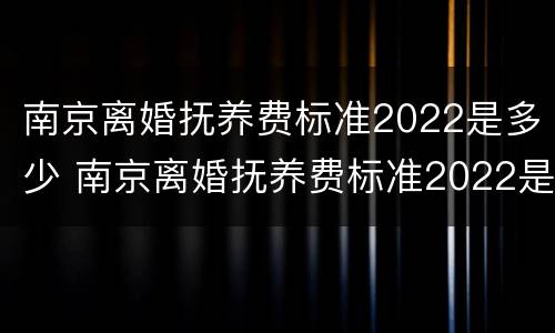 南京离婚抚养费标准2022是多少 南京离婚抚养费标准2022是多少岁