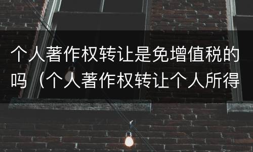 个人著作权转让是免增值税的吗（个人著作权转让个人所得税）