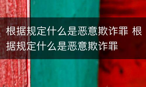 根据规定什么是恶意欺诈罪 根据规定什么是恶意欺诈罪