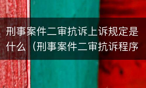 刑事案件二审抗诉上诉规定是什么（刑事案件二审抗诉程序）