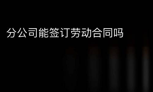 分公司能签订劳动合同吗