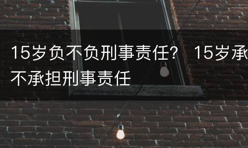 15岁负不负刑事责任？ 15岁承不承担刑事责任