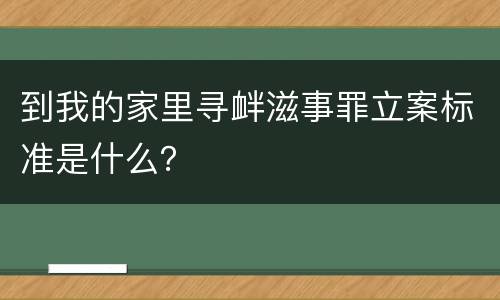 到我的家里寻衅滋事罪立案标准是什么？