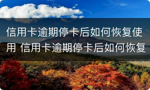 信用卡逾期停卡后如何恢复使用 信用卡逾期停卡后如何恢复使用卡