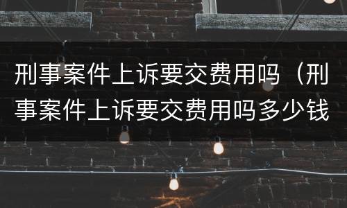 刑事案件上诉要交费用吗（刑事案件上诉要交费用吗多少钱）