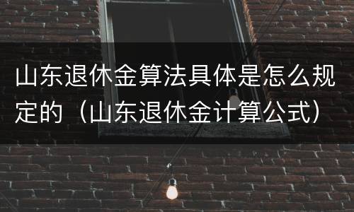 山东退休金算法具体是怎么规定的（山东退休金计算公式）