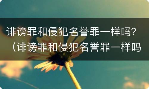 诽谤罪和侵犯名誉罪一样吗？（诽谤罪和侵犯名誉罪一样吗判几年）