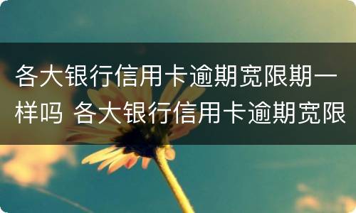 各大银行信用卡逾期宽限期一样吗 各大银行信用卡逾期宽限期一样吗