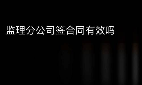 监理分公司签合同有效吗