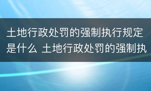 土地行政处罚的强制执行规定是什么 土地行政处罚的强制执行规定是什么意思