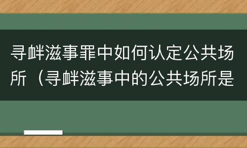 寻衅滋事罪中如何认定公共场所（寻衅滋事中的公共场所是含义）