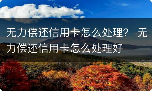 无力偿还信用卡怎么处理？ 无力偿还信用卡怎么处理好