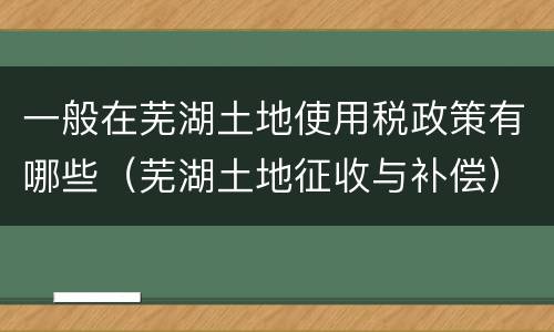 一般在芜湖土地使用税政策有哪些（芜湖土地征收与补偿）