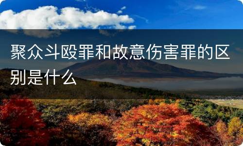 聚众斗殴罪和故意伤害罪的区别是什么