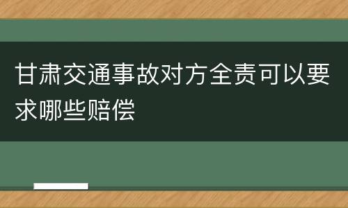 甘肃交通事故对方全责可以要求哪些赔偿