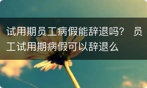 试用期员工病假能辞退吗？ 员工试用期病假可以辞退么