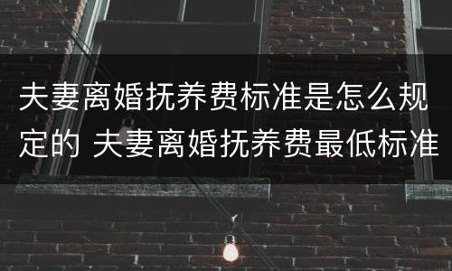 夫妻离婚抚养费标准是怎么规定的 夫妻离婚抚养费最低标准