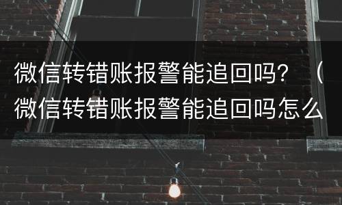 微信转错账报警能追回吗？（微信转错账报警能追回吗怎么办）