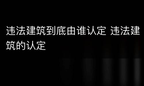 违法建筑到底由谁认定 违法建筑的认定