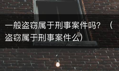 一般盗窃属于刑事案件吗？（盗窃属于刑事案件么）