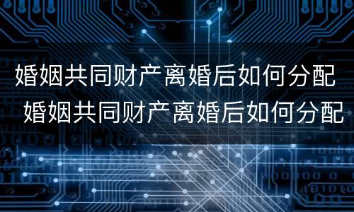 婚姻共同财产离婚后如何分配 婚姻共同财产离婚后如何分配抚养费