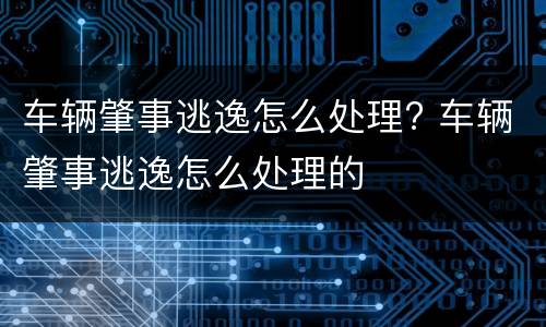 车辆肇事逃逸怎么处理? 车辆肇事逃逸怎么处理的