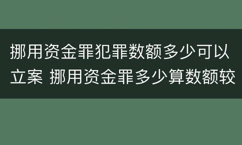 挪用资金罪犯罪数额多少可以立案 挪用资金罪多少算数额较大