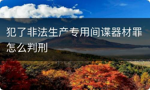 犯了非法生产专用间谍器材罪怎么判刑