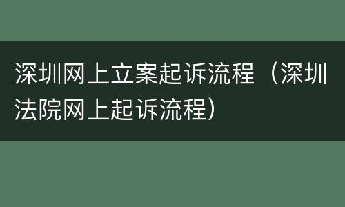 深圳网上立案起诉流程（深圳法院网上起诉流程）