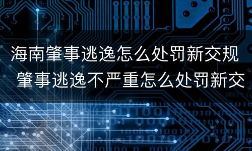海南肇事逃逸怎么处罚新交规 肇事逃逸不严重怎么处罚新交规