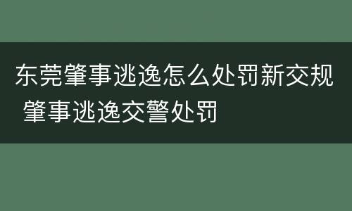 东莞肇事逃逸怎么处罚新交规 肇事逃逸交警处罚
