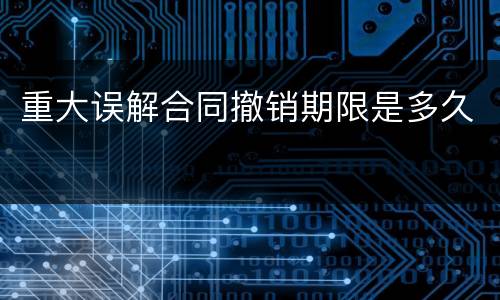 重大误解合同撤销期限是多久