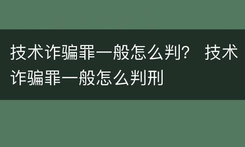 技术诈骗罪一般怎么判？ 技术诈骗罪一般怎么判刑