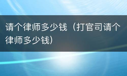 请个律师多少钱（打官司请个律师多少钱）